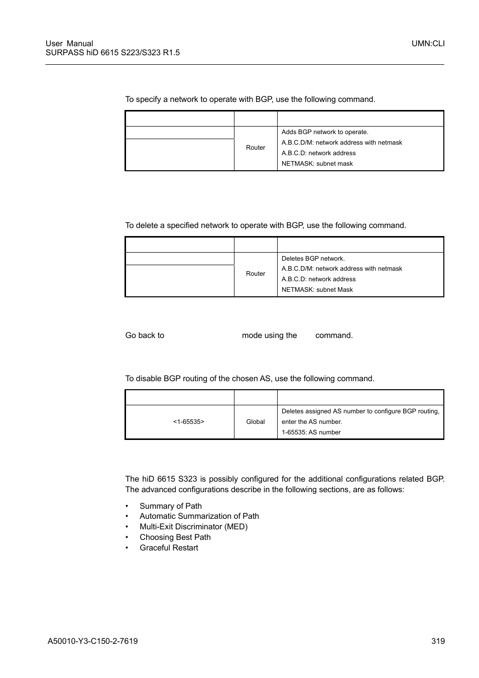 3 disabling bgp routing, 2 advanced configuration, 3 disabling bgp routing 10.1.2 | Advanced configuration | Siemens S223 User Manual | Page 319 / 381