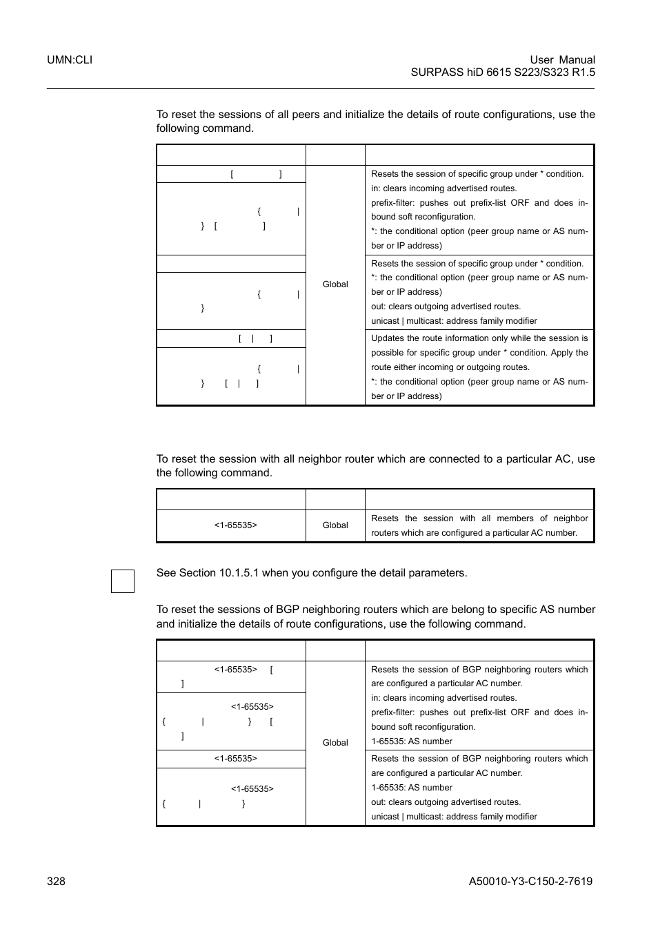 2 session reset of peers within particular as, Session reset of peers within particular as | Siemens S223 User Manual | Page 328 / 381