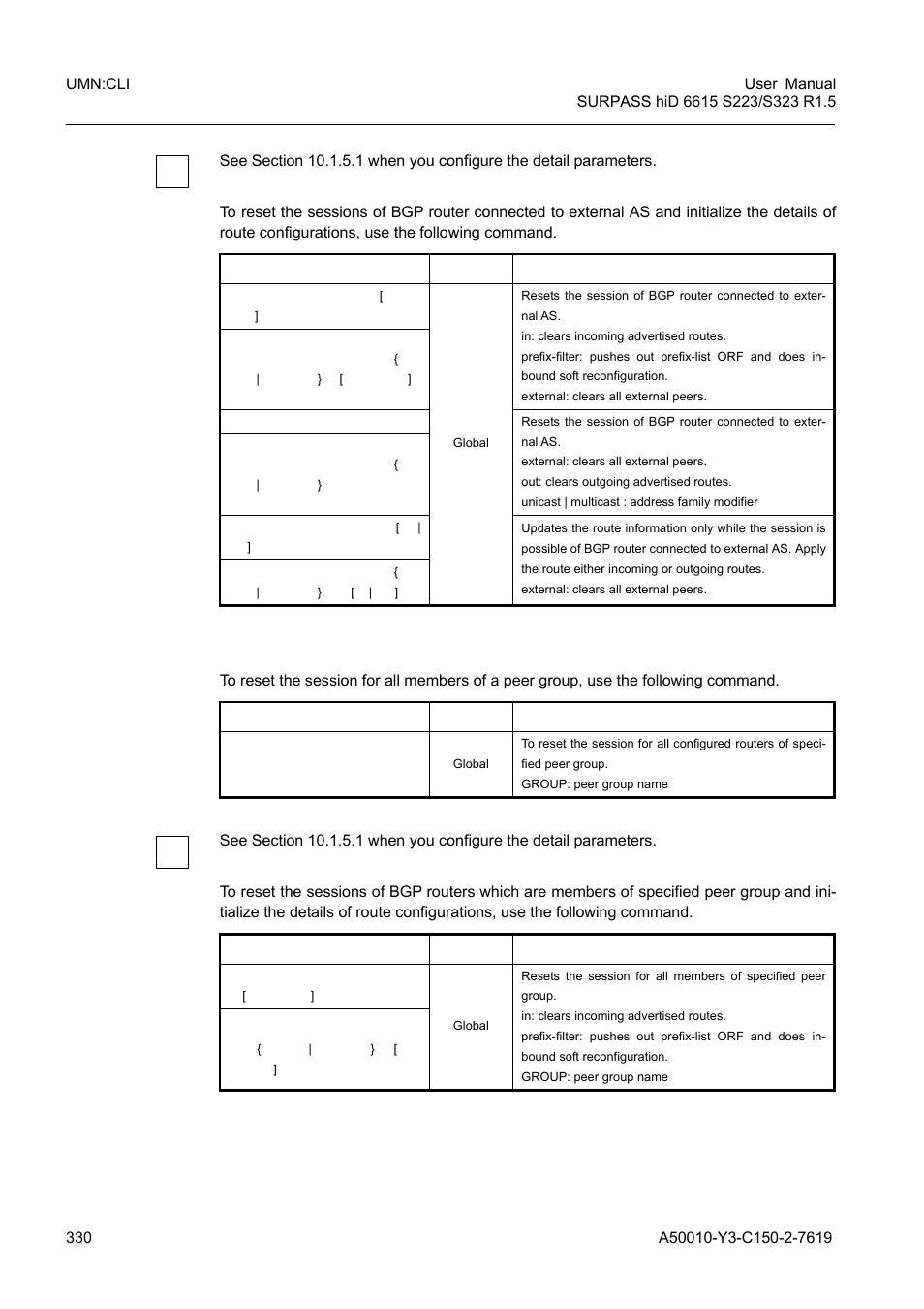 5 session reset of peer group, Session reset of peer group | Siemens S223 User Manual | Page 330 / 381