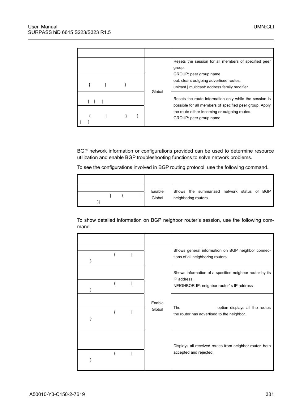 6 displaying and managing bgp, Displaying and managing bgp | Siemens S223 User Manual | Page 331 / 381