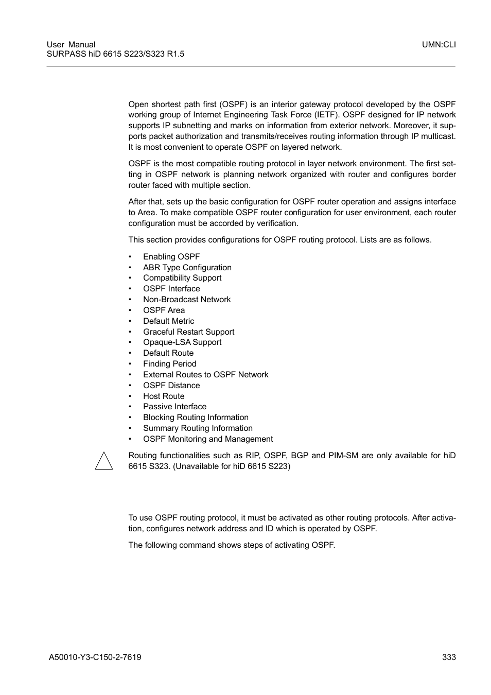 2 open shortest path first (ospf), 1 enabling ospf, Open shortest path first (ospf) | Enabling ospf | Siemens S223 User Manual | Page 333 / 381