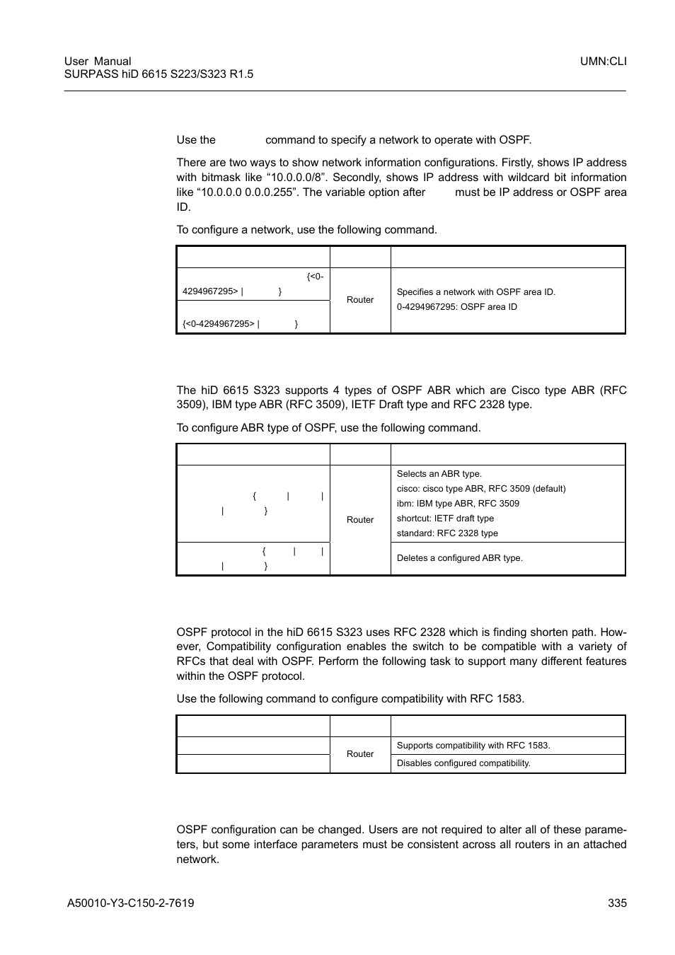 2 abr type configuration, 3 compatibility support, 4 ospf interface | Abr type configuration, Compatibility support, Ospf interface | Siemens S223 User Manual | Page 335 / 381