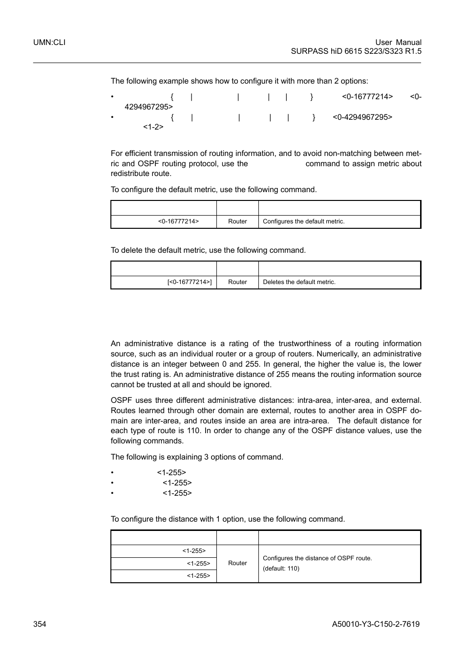 13 ospf distance, Ospf distance | Siemens S223 User Manual | Page 354 / 381