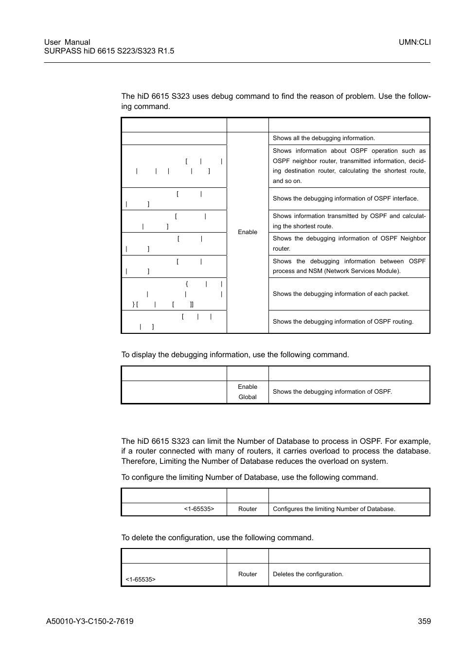 2 displaying debugging information, 3 limiting number of database | Siemens S223 User Manual | Page 359 / 381