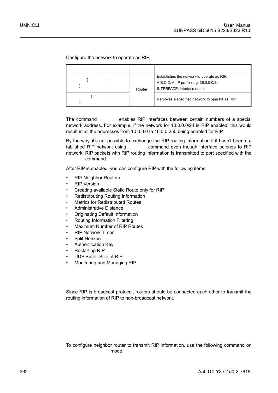 2 rip neighbor router, Rip neighbor router | Siemens S223 User Manual | Page 362 / 381