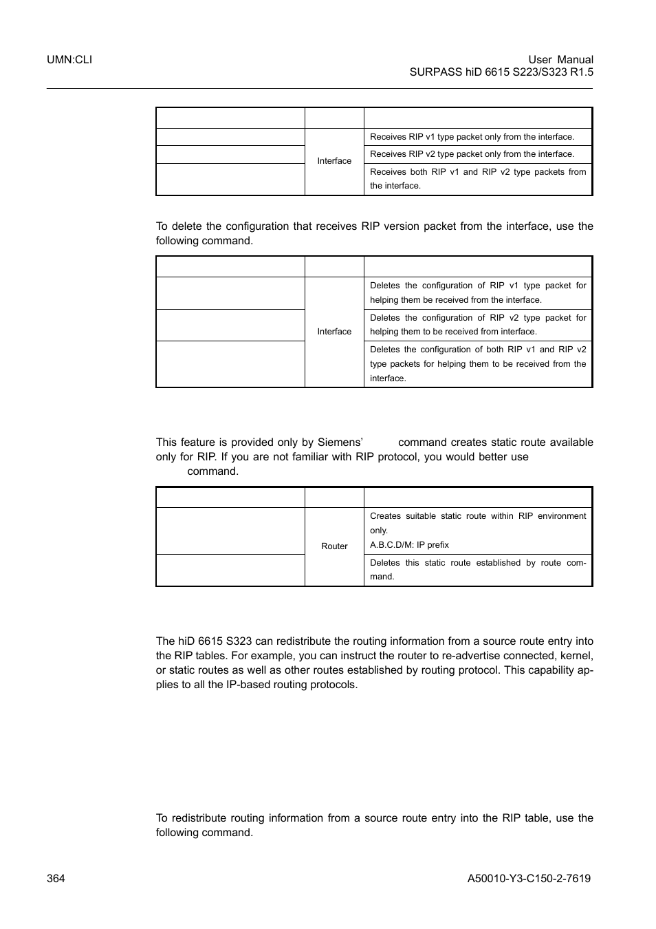 4 creating available static route only for rip, 5 redistributing routing information, Creating available static route only for rip | Redistributing routing information | Siemens S223 User Manual | Page 364 / 381