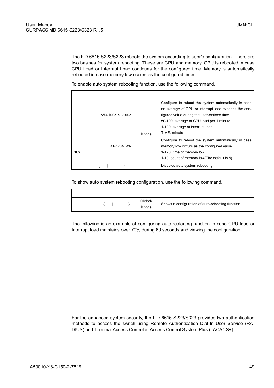 2 auto system rebooting, 2 system authentication, 2 auto system rebooting 4.2 | System authentication | Siemens S223 User Manual | Page 49 / 381