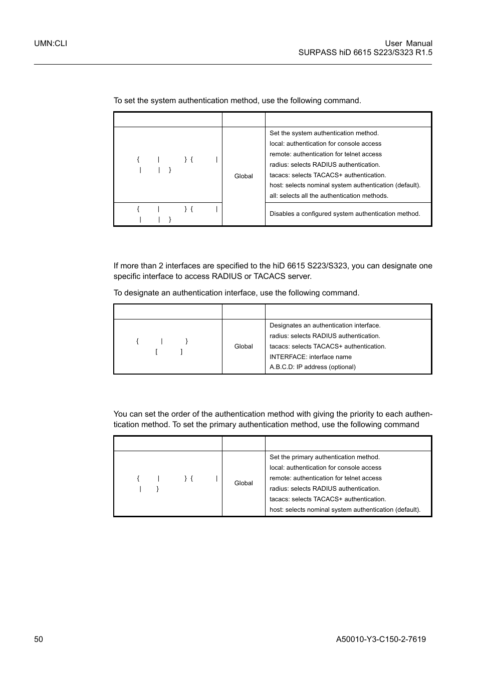 1 authentication method, 2 authentication interface, 3 primary authentication method | Authentication method, Authentication interface, Primary authentication method | Siemens S223 User Manual | Page 50 / 381