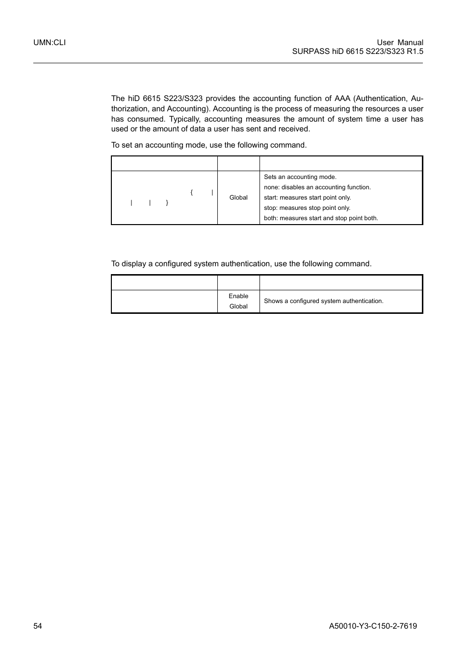 6 accounting mode, 7 displaying system authentication, Accounting mode | Displaying system authentication | Siemens S223 User Manual | Page 54 / 381