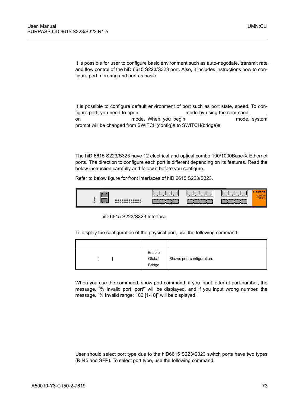 5 port configuration, 1 port basic, 1 selecting port type | Port configuration, Port basic, Selecting port type, Fig. 5.1, Hid 6615 s223/s323 interface | Siemens S223 User Manual | Page 73 / 381