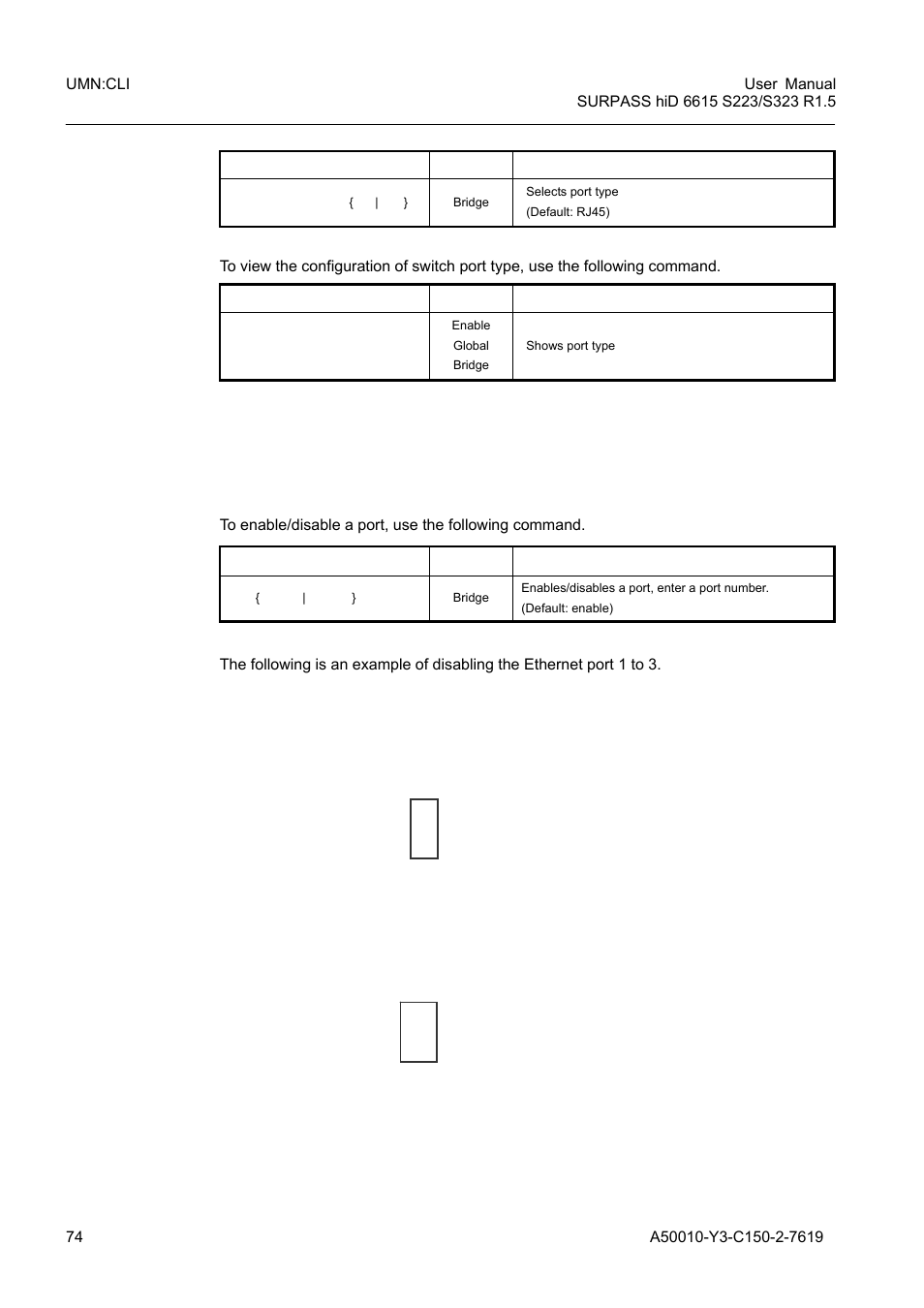 2 ethernet port configuration, 1 enabling ethernet port, Ethernet port configuration | Enabling ethernet port | Siemens S223 User Manual | Page 74 / 381