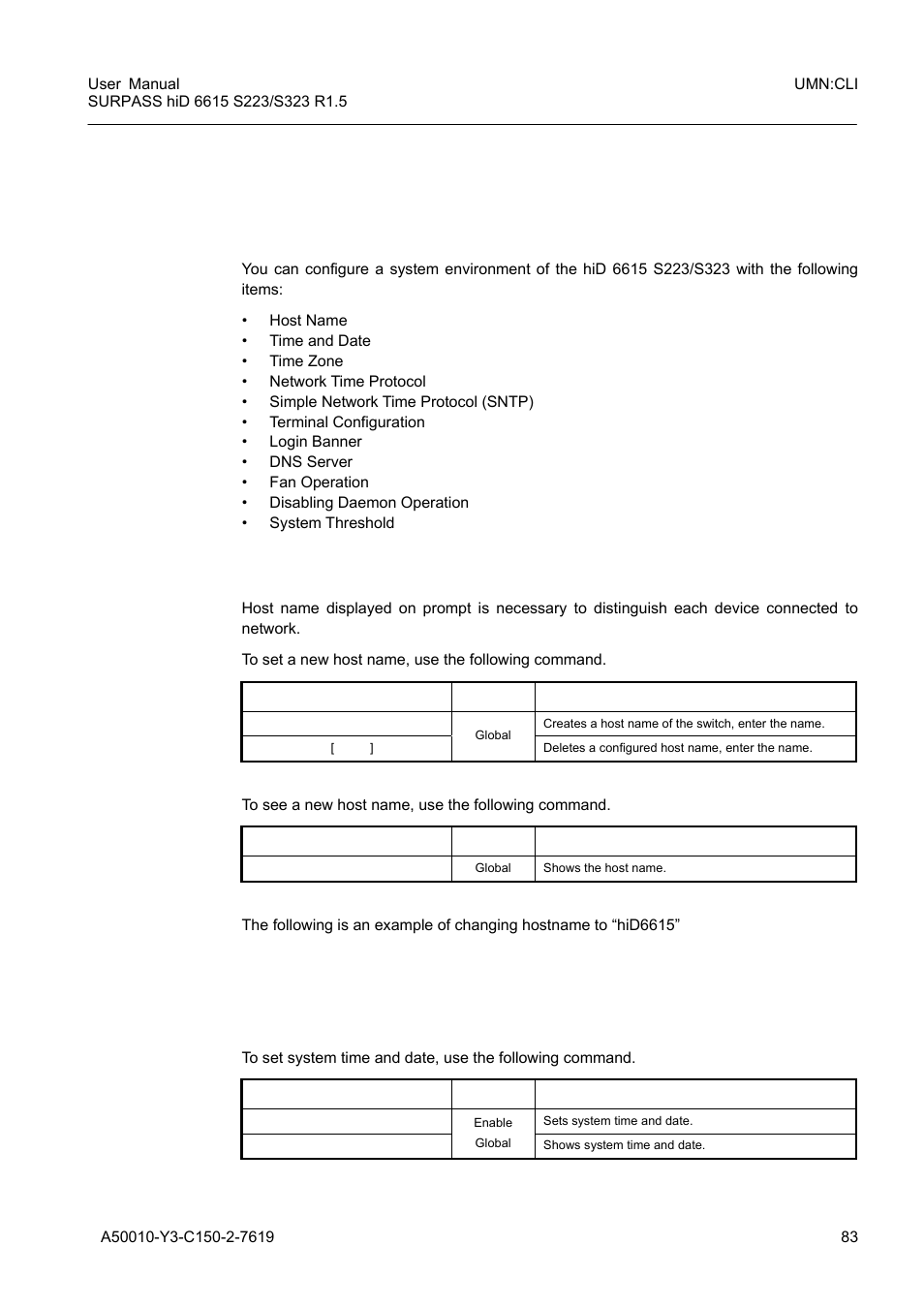 6 system environment, 1 environment configuration, 1 host name | 2 time and date, System environment, Environment configuration, Host name, Time and date | Siemens S223 User Manual | Page 83 / 381