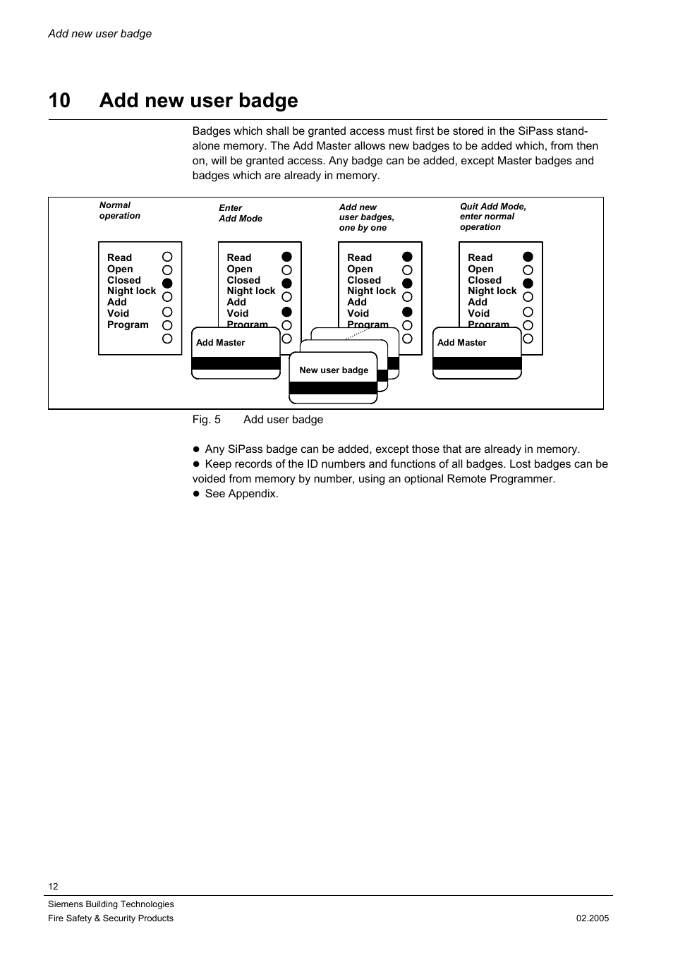 Add new user badge, 10 add new user badge | Siemens SIPASS STANDALONE ACS3110 User Manual | Page 12 / 20