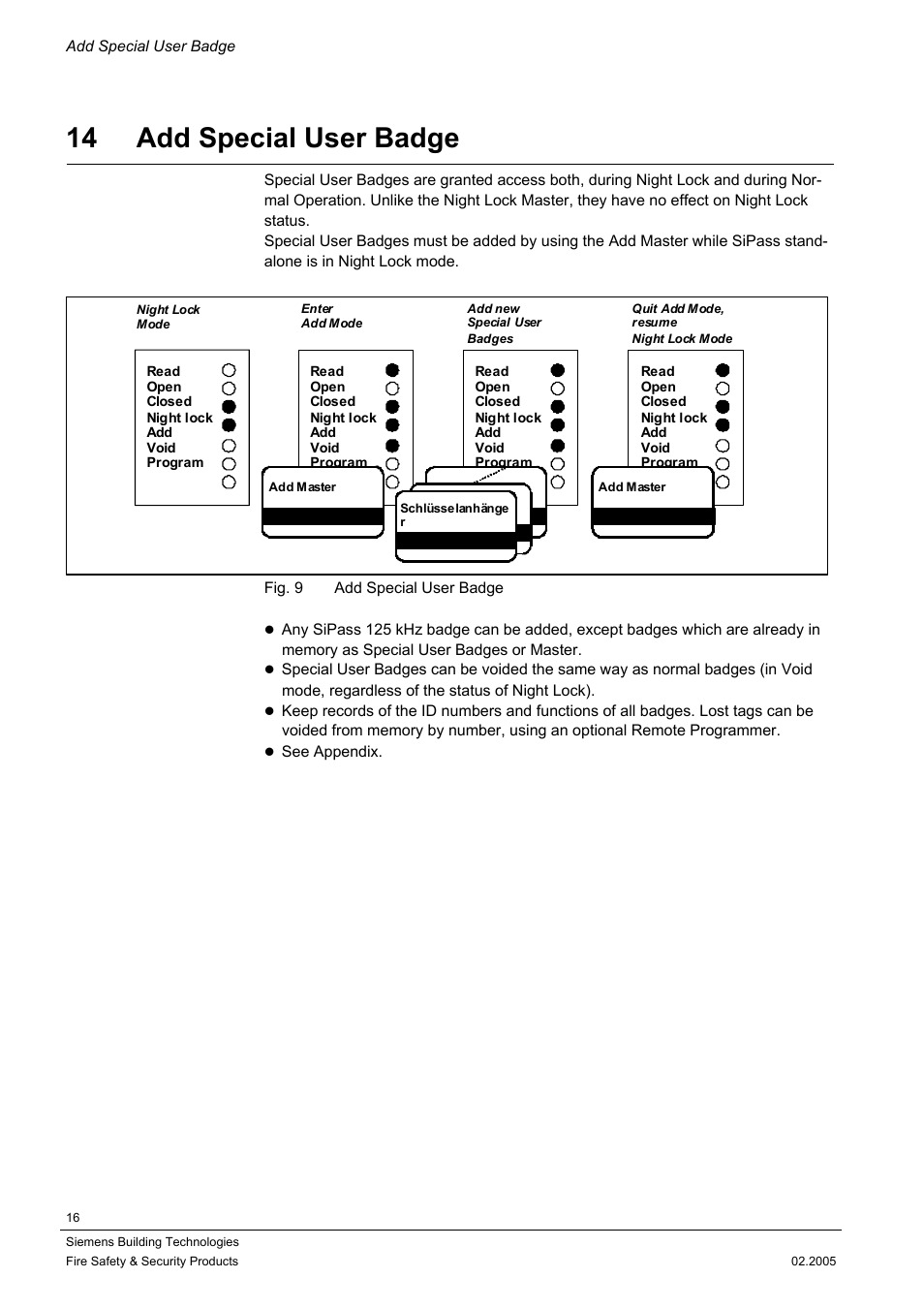 Add special user badge, 14 add special user badge | Siemens SIPASS STANDALONE ACS3110 User Manual | Page 16 / 20