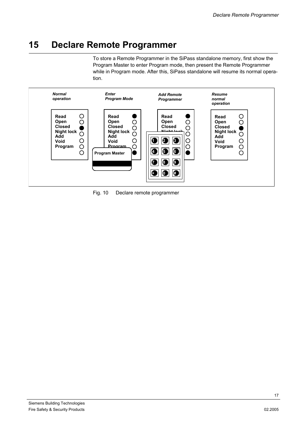 Declare remote programmer, 15 declare remote programmer | Siemens SIPASS STANDALONE ACS3110 User Manual | Page 17 / 20