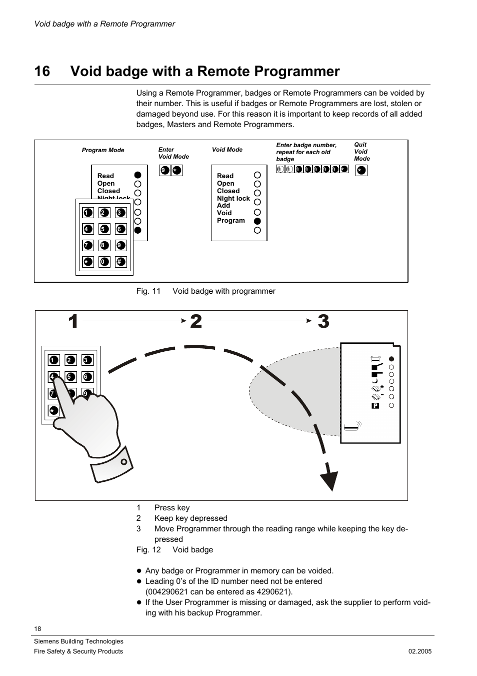 Void badge with a remote programmer, 16 void badge with a remote programmer | Siemens SIPASS STANDALONE ACS3110 User Manual | Page 18 / 20
