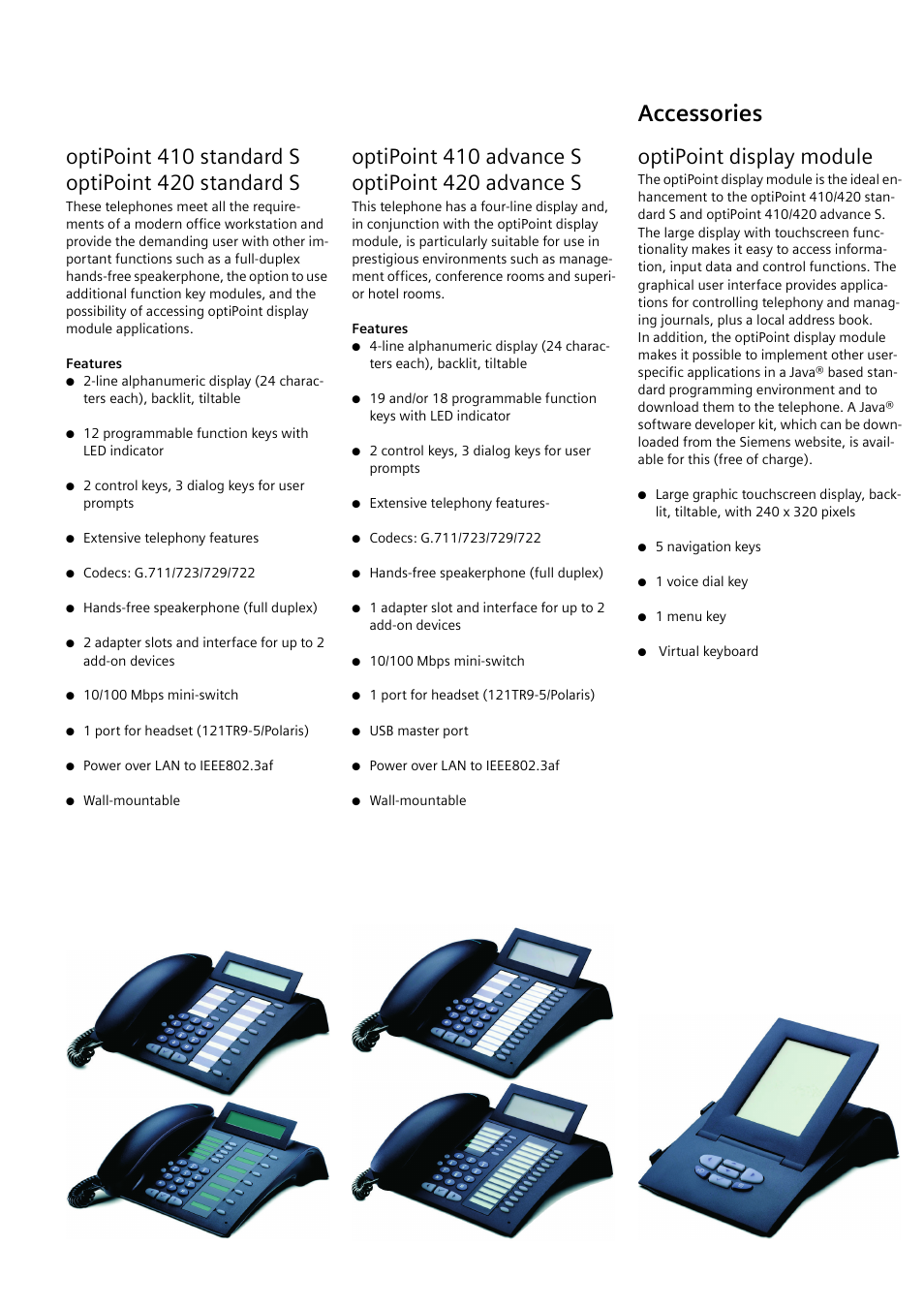 Accessories, Optipoint display module | Siemens 410 S User Manual | Page 3 / 10