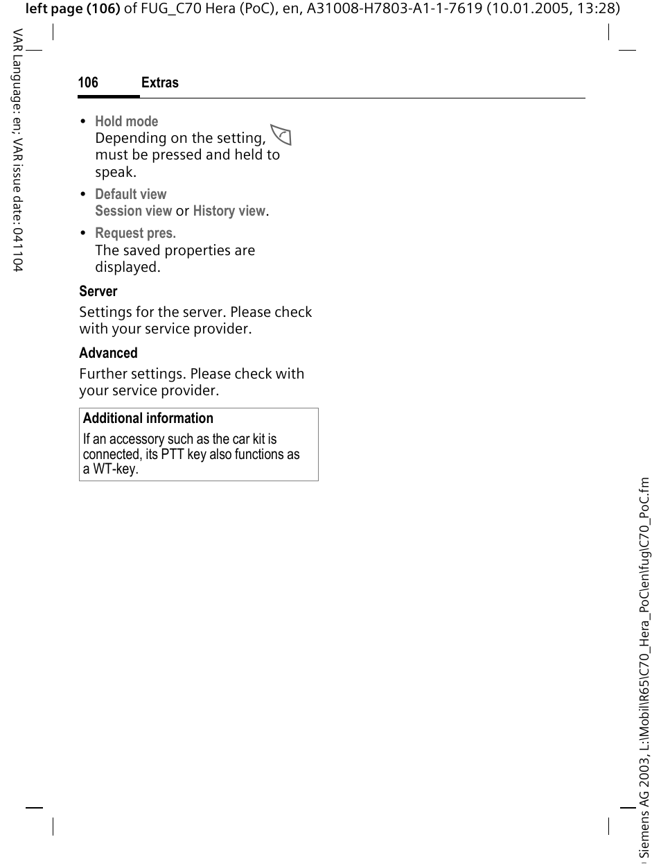 Siemens CT70 User Manual | Page 107 / 144