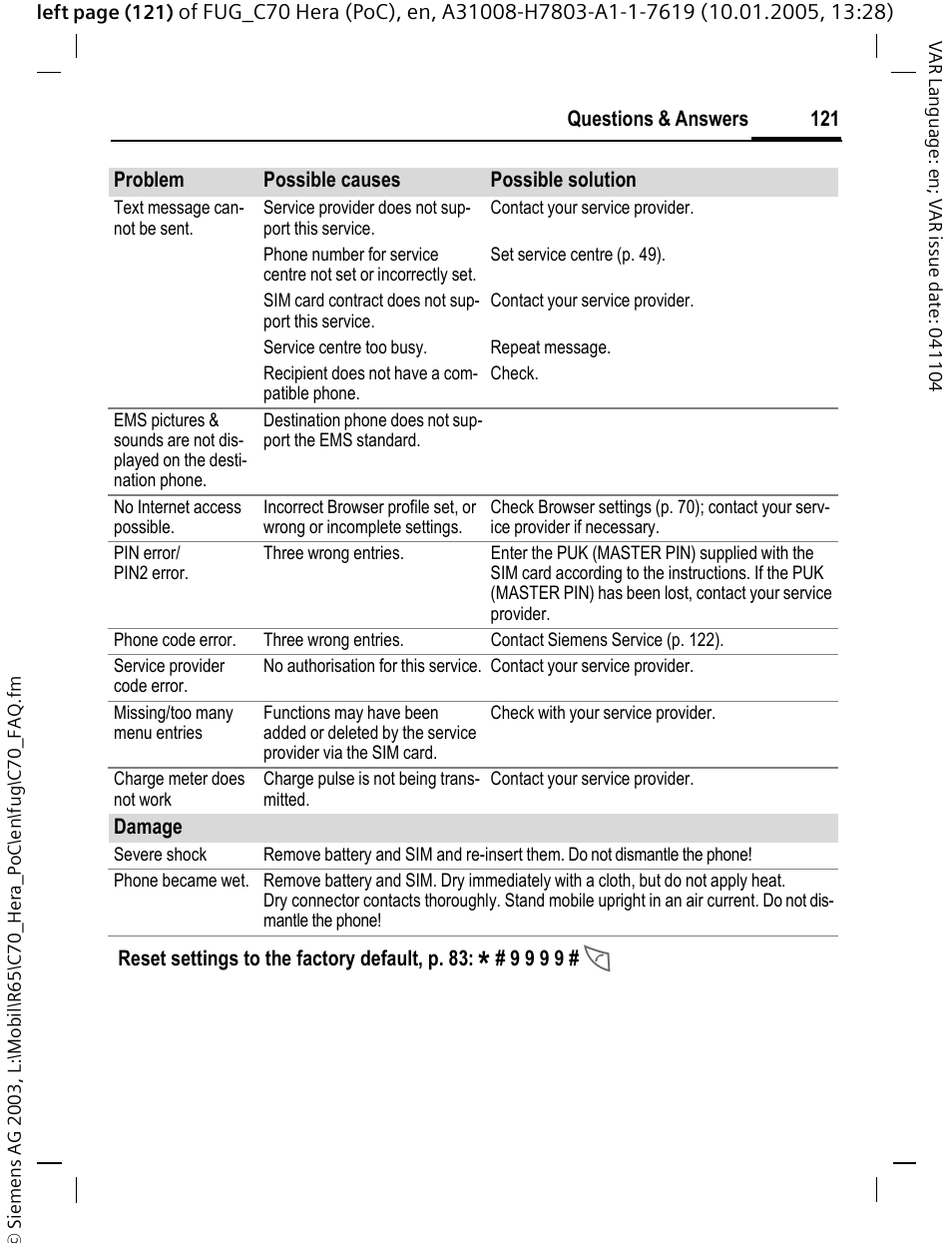 Siemens CT70 User Manual | Page 122 / 144