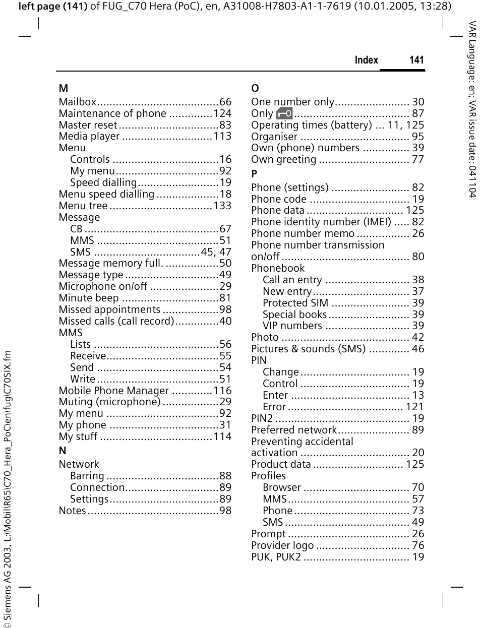 Siemens CT70 User Manual | Page 142 / 144