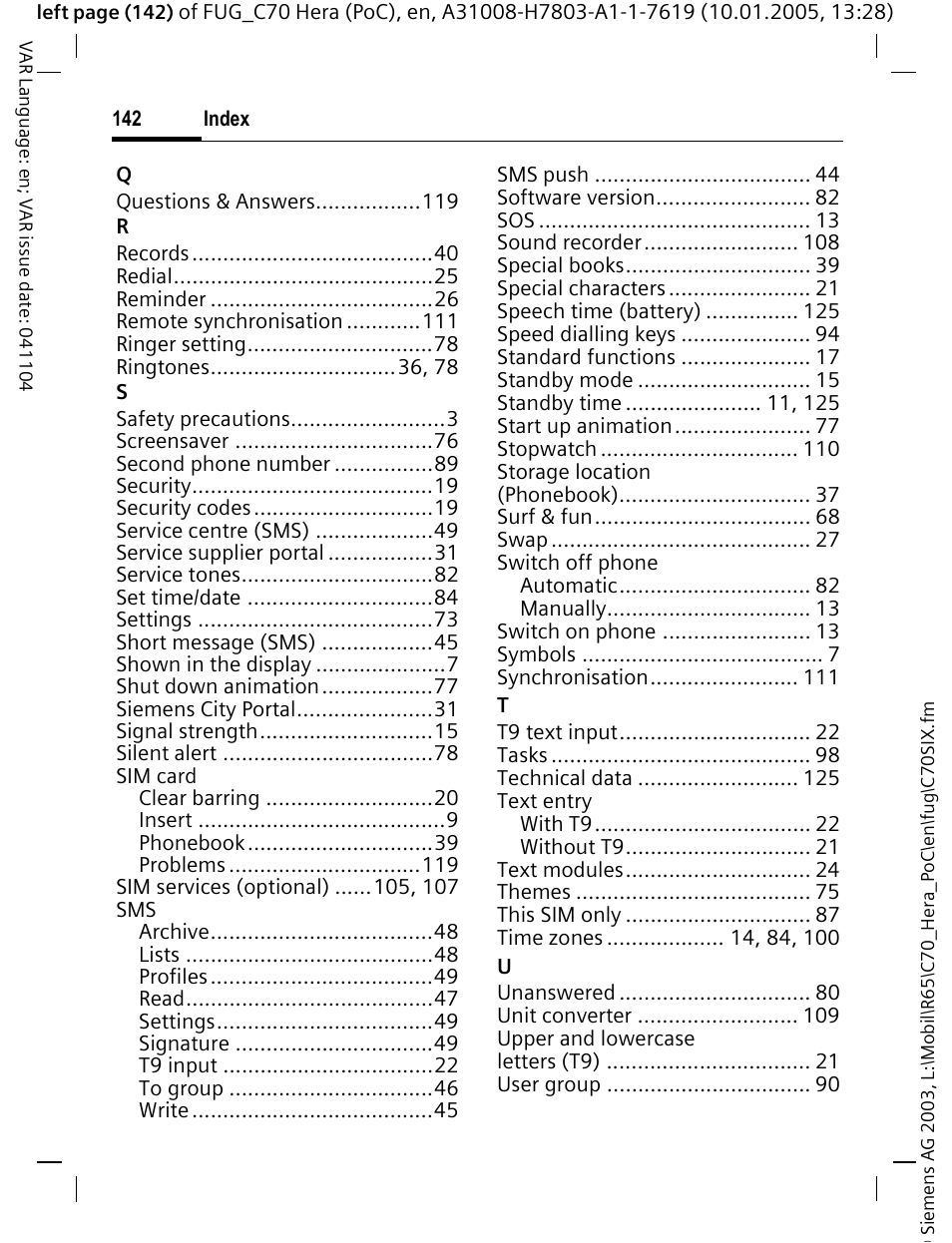 Siemens CT70 User Manual | Page 143 / 144