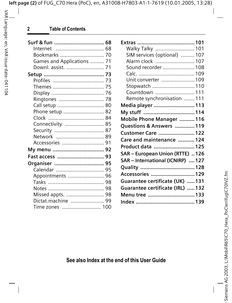 See also index at the end of this user guide | Siemens CT70 User Manual | Page 3 / 144