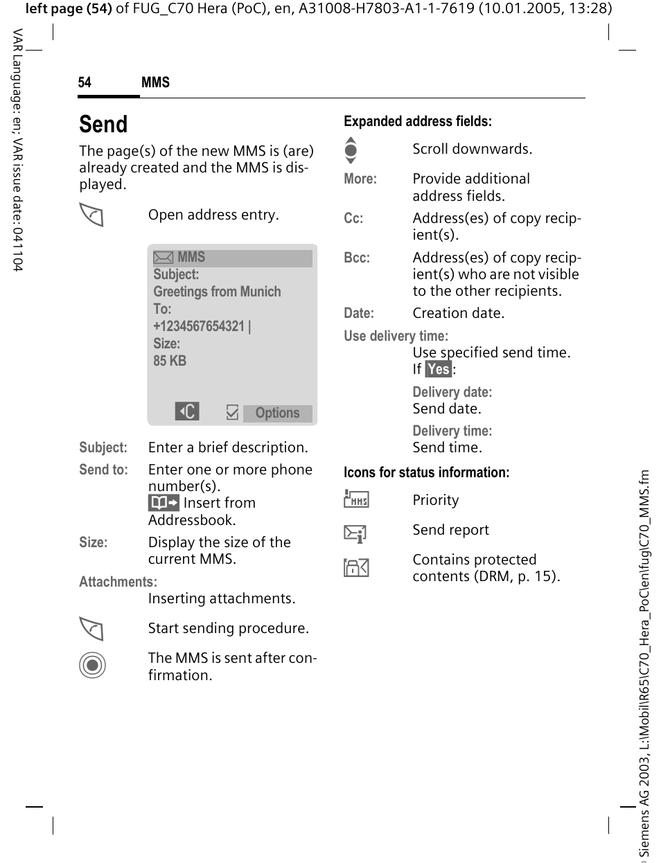 Send | Siemens CT70 User Manual | Page 55 / 144