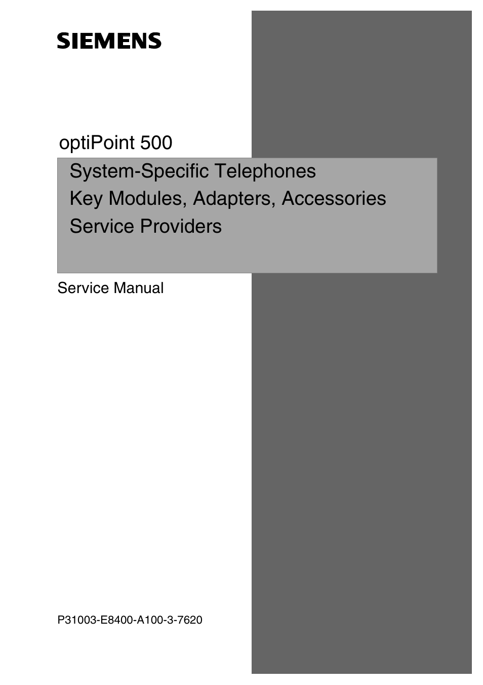 Siemens OPTIPOINT 500 User Manual | 120 pages