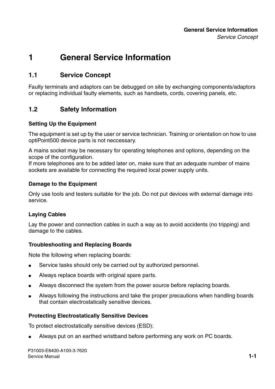 1general service information | Siemens OPTIPOINT 500 User Manual | Page 11 / 120