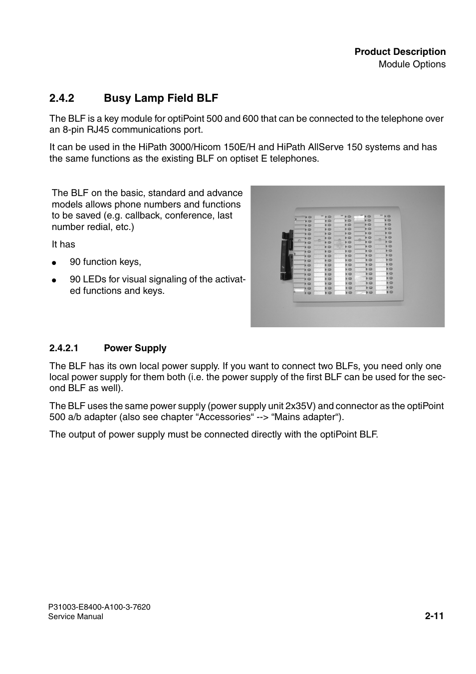 2 busy lamp field blf | Siemens OPTIPOINT 500 User Manual | Page 25 / 120