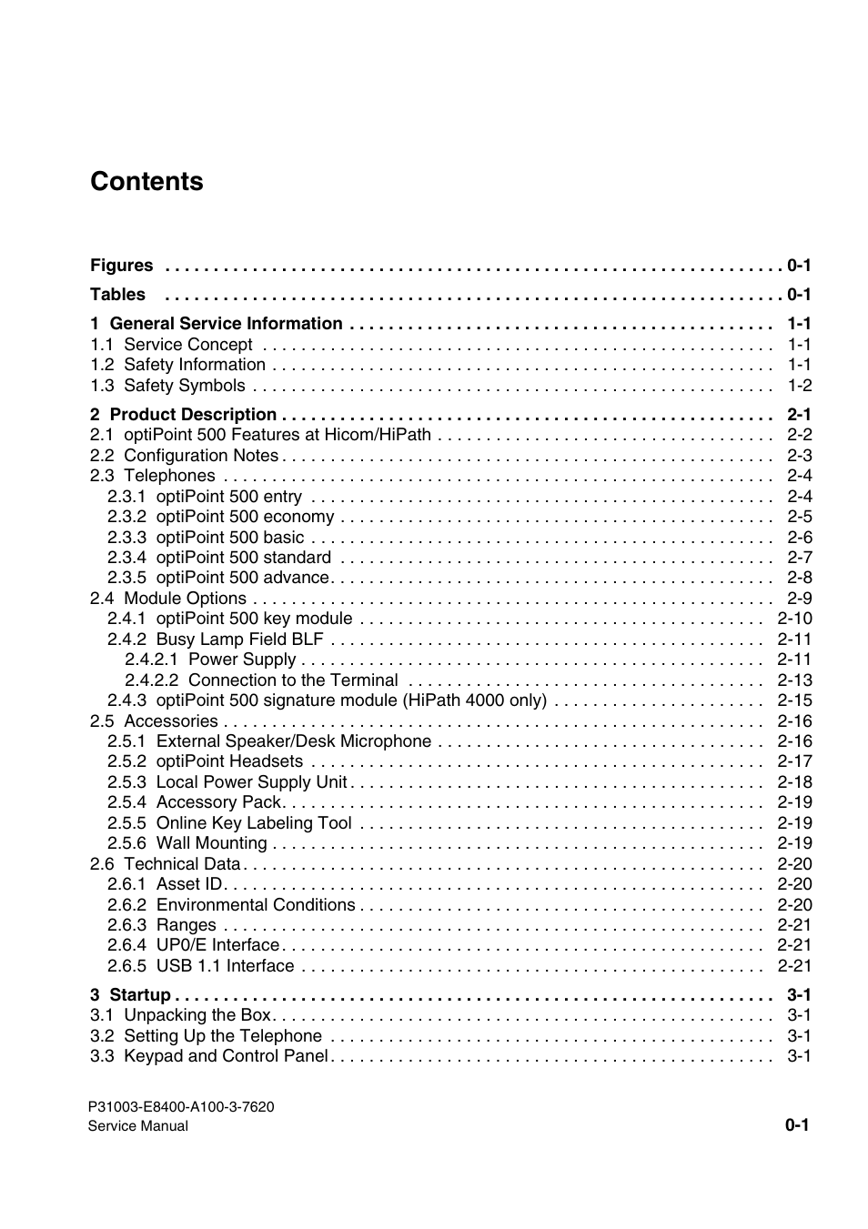 Contents 0 | Siemens OPTIPOINT 500 User Manual | Page 3 / 120