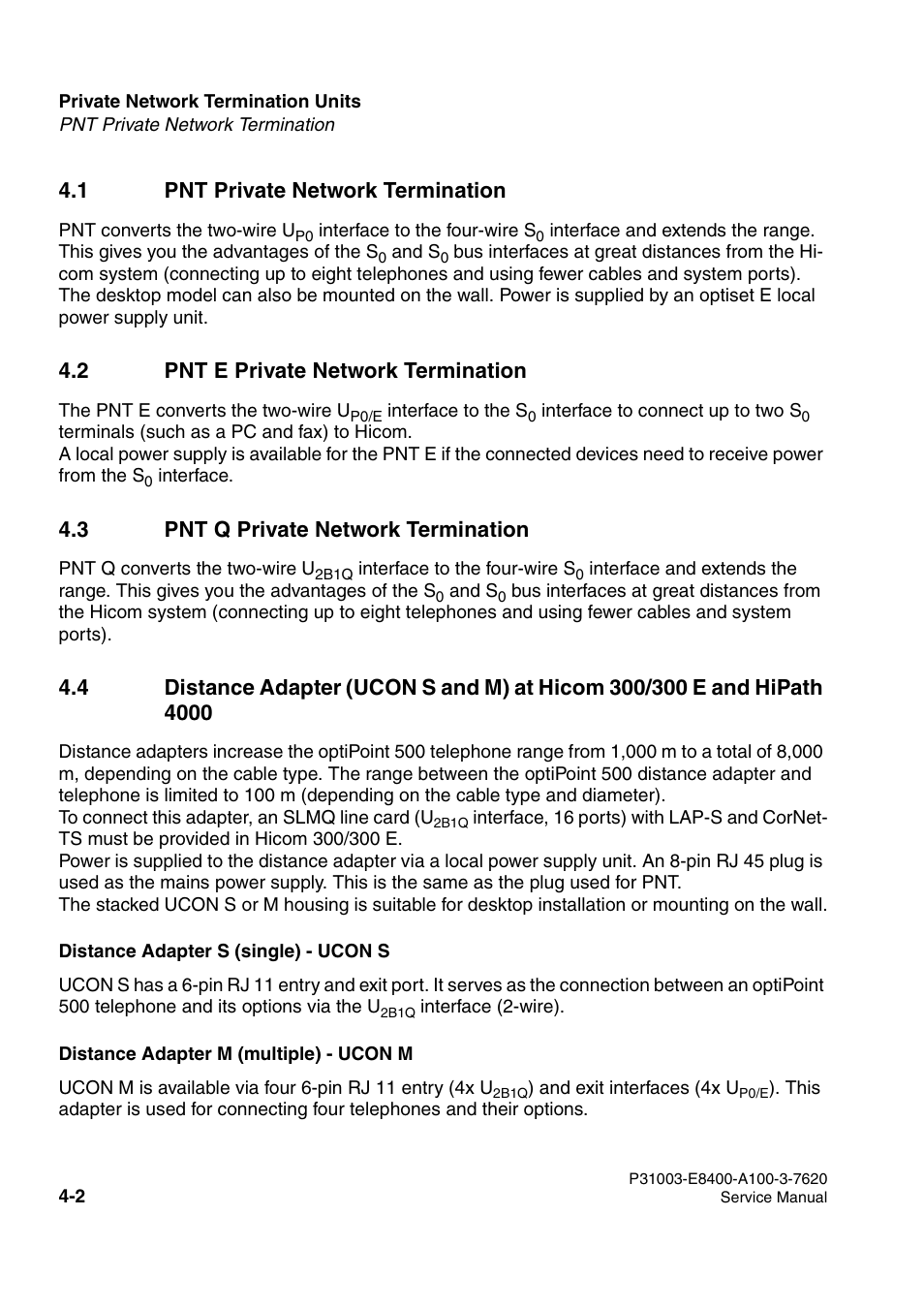 1 pnt private network termination, 2 pnt e private network termination, 3 pnt q private network termination | Siemens OPTIPOINT 500 User Manual | Page 46 / 120