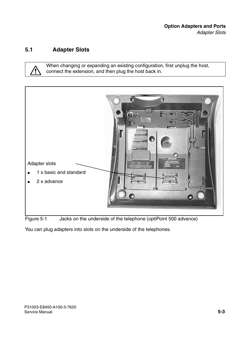 1 adapter slots | Siemens OPTIPOINT 500 User Manual | Page 49 / 120