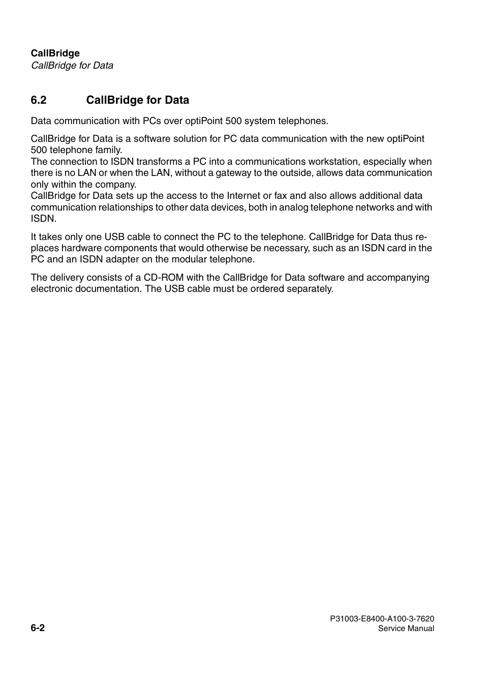 2 callbridge for data | Siemens OPTIPOINT 500 User Manual | Page 64 / 120