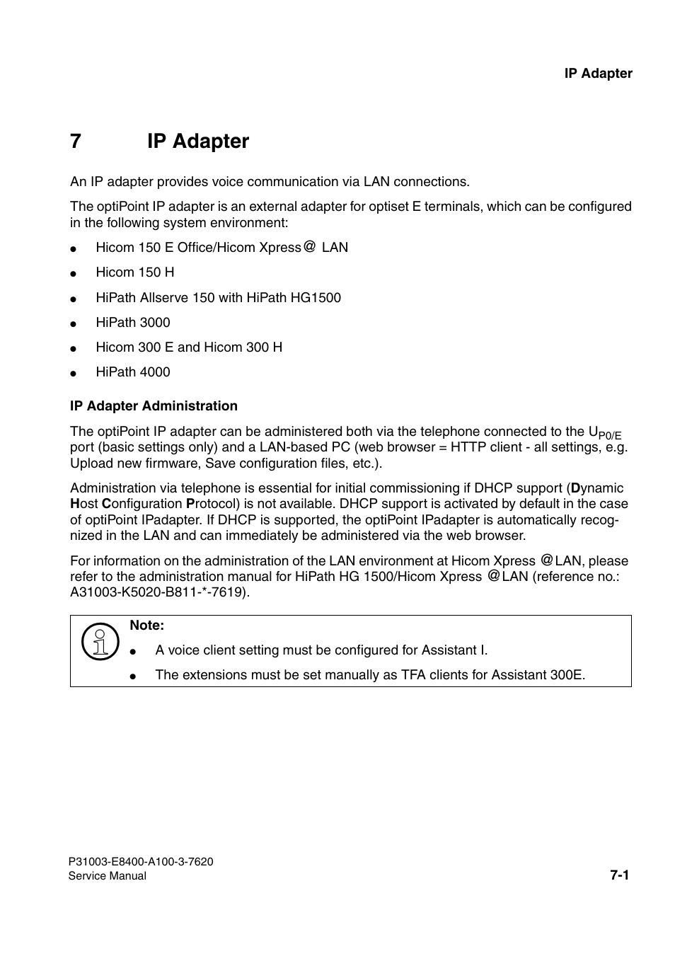 7ip adapter | Siemens OPTIPOINT 500 User Manual | Page 65 / 120