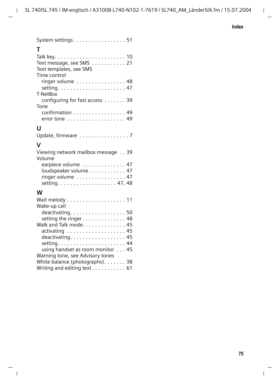 Siemens Gigaset SL 740 User Manual | Page 76 / 76