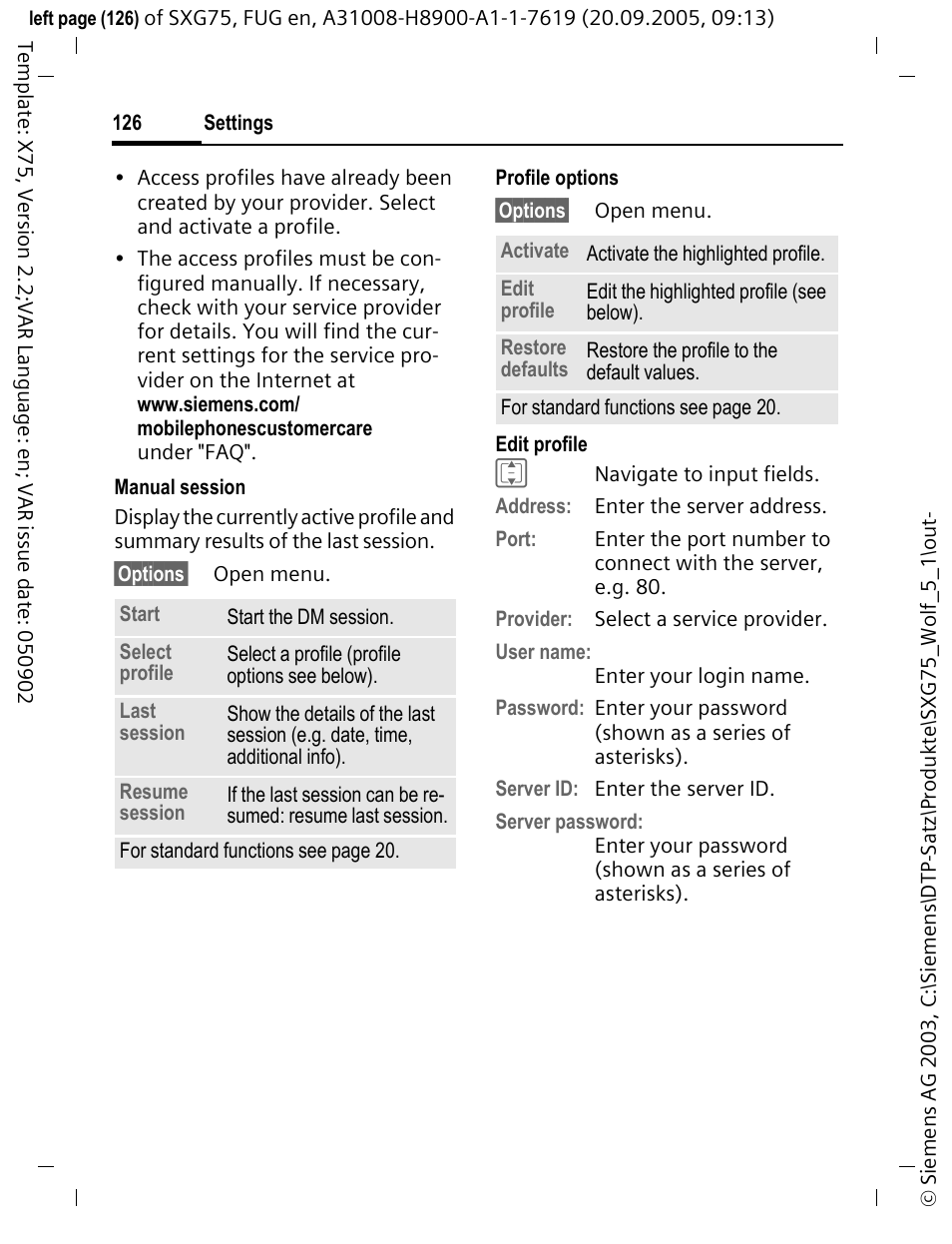 Siemens SXG75 User Manual | Page 127 / 166