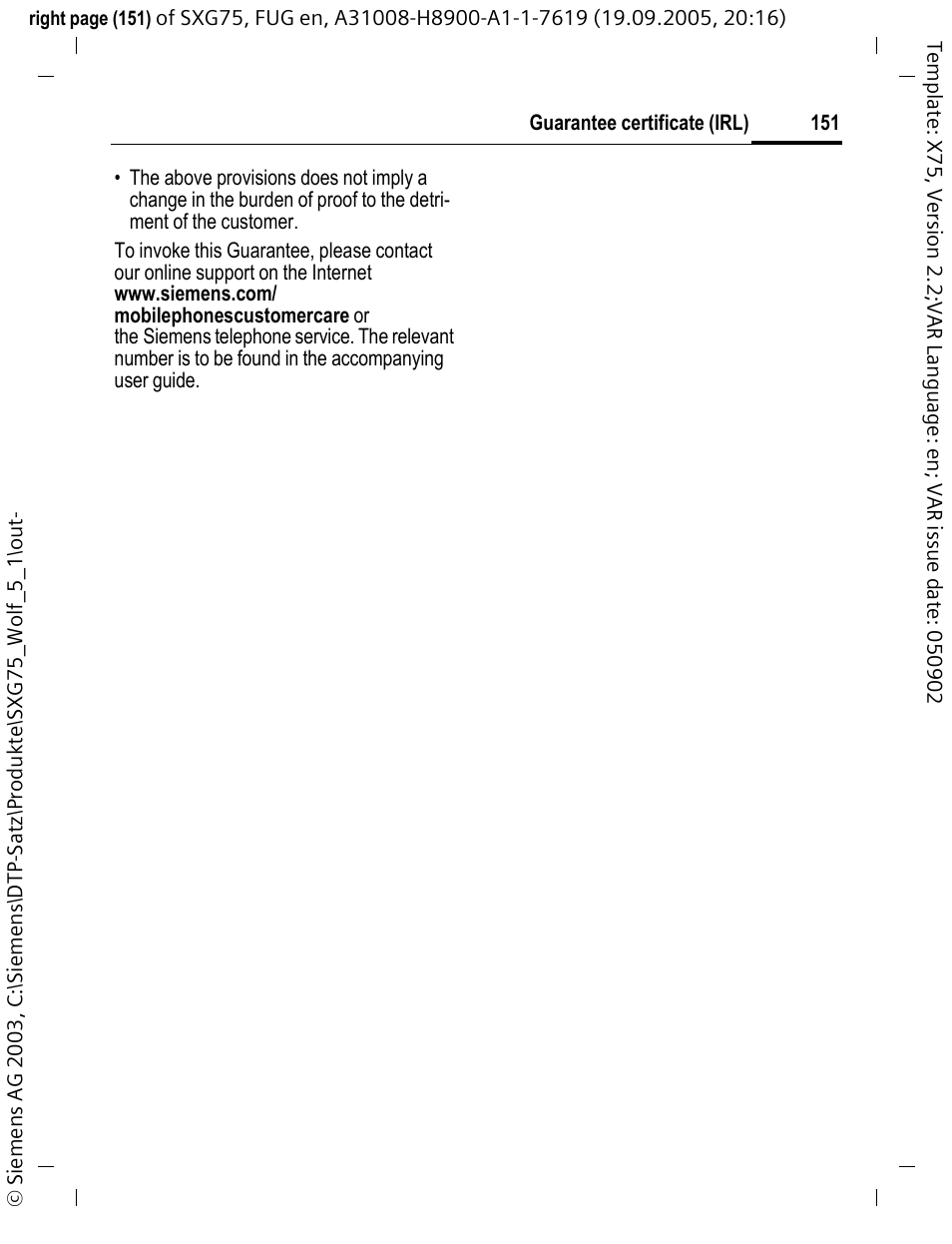 Siemens SXG75 User Manual | Page 152 / 166