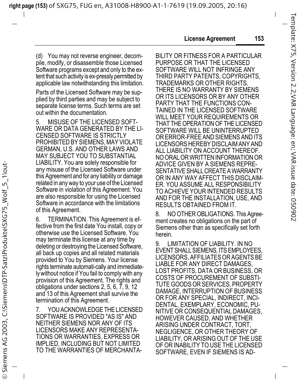Siemens SXG75 User Manual | Page 154 / 166