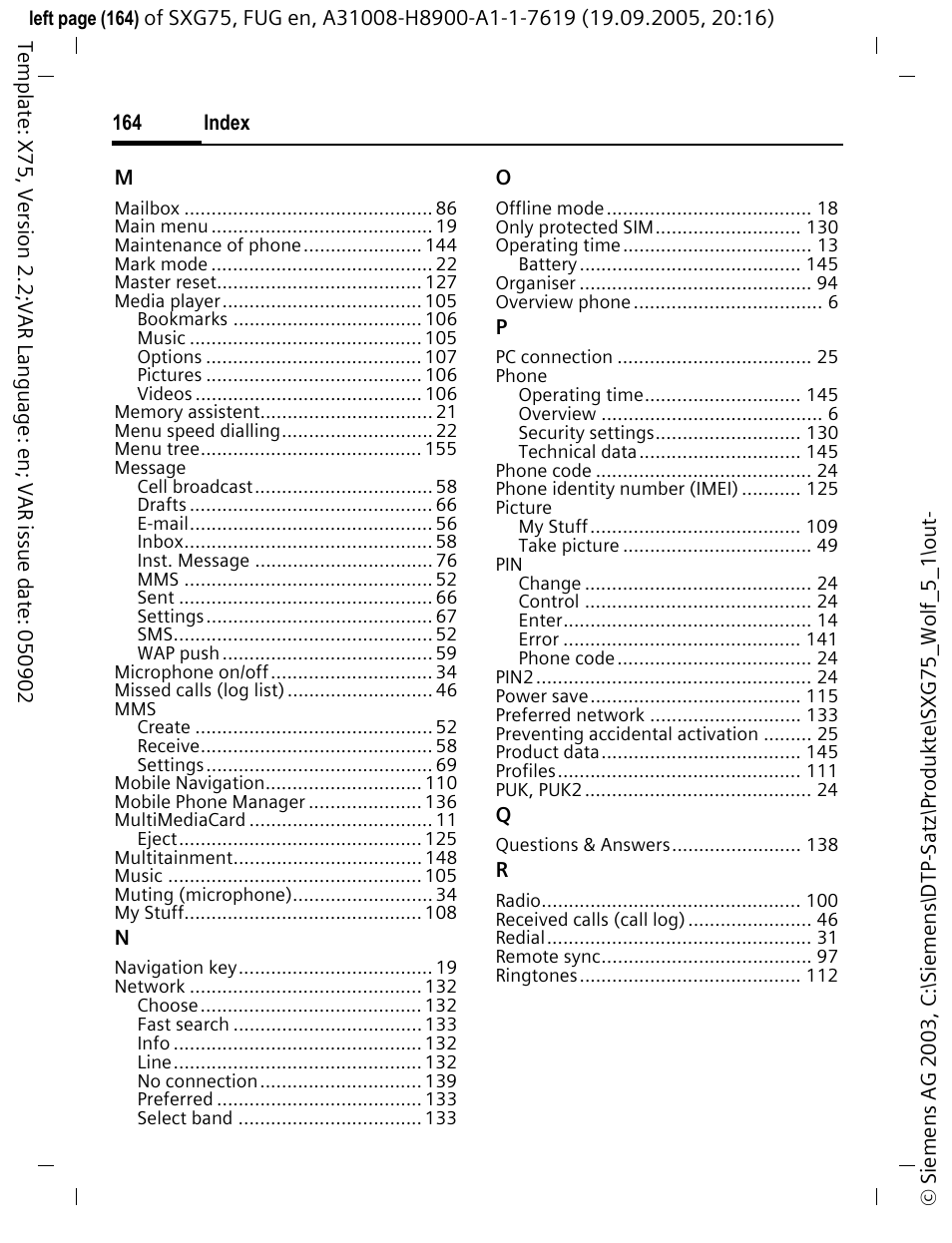 Siemens SXG75 User Manual | Page 165 / 166
