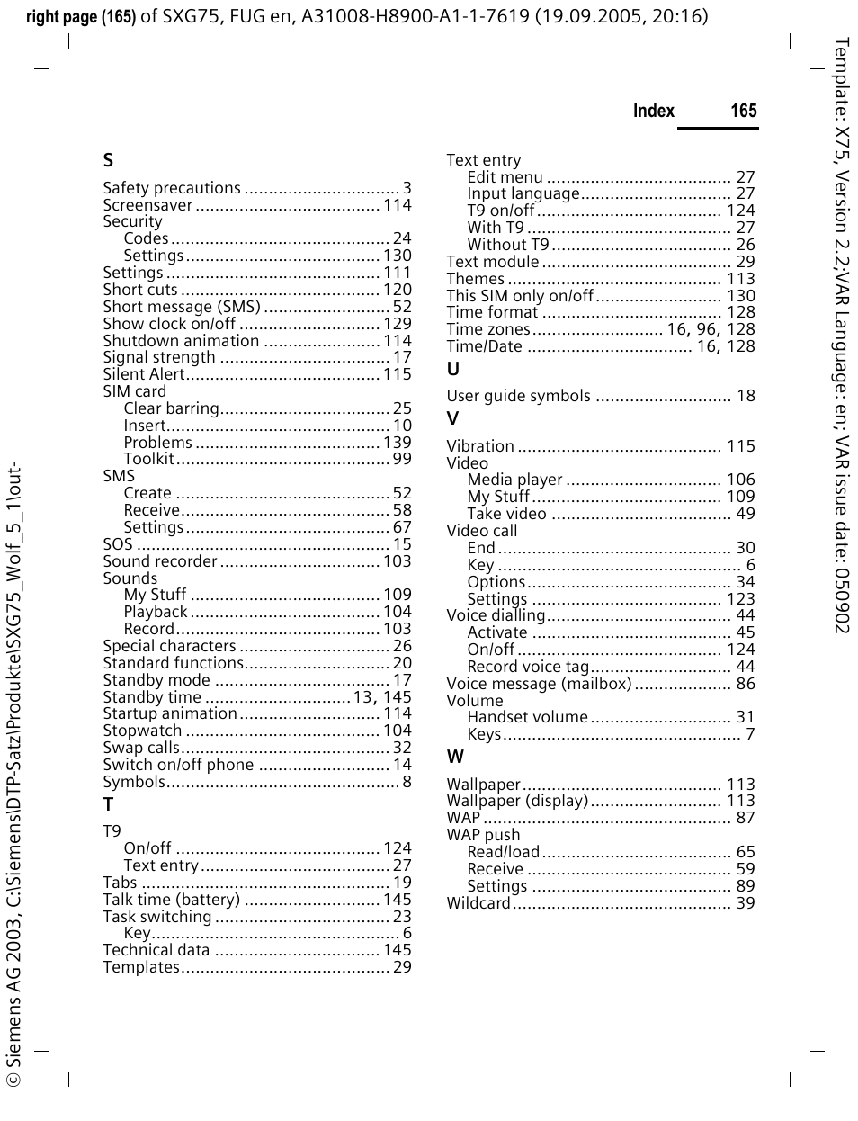 Siemens SXG75 User Manual | Page 166 / 166