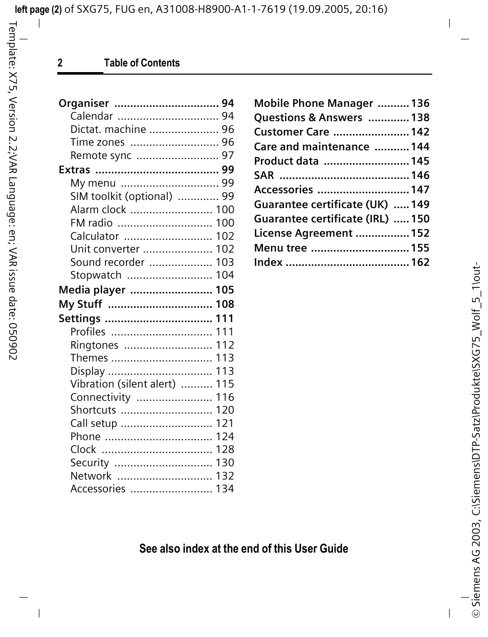 Siemens SXG75 User Manual | Page 3 / 166