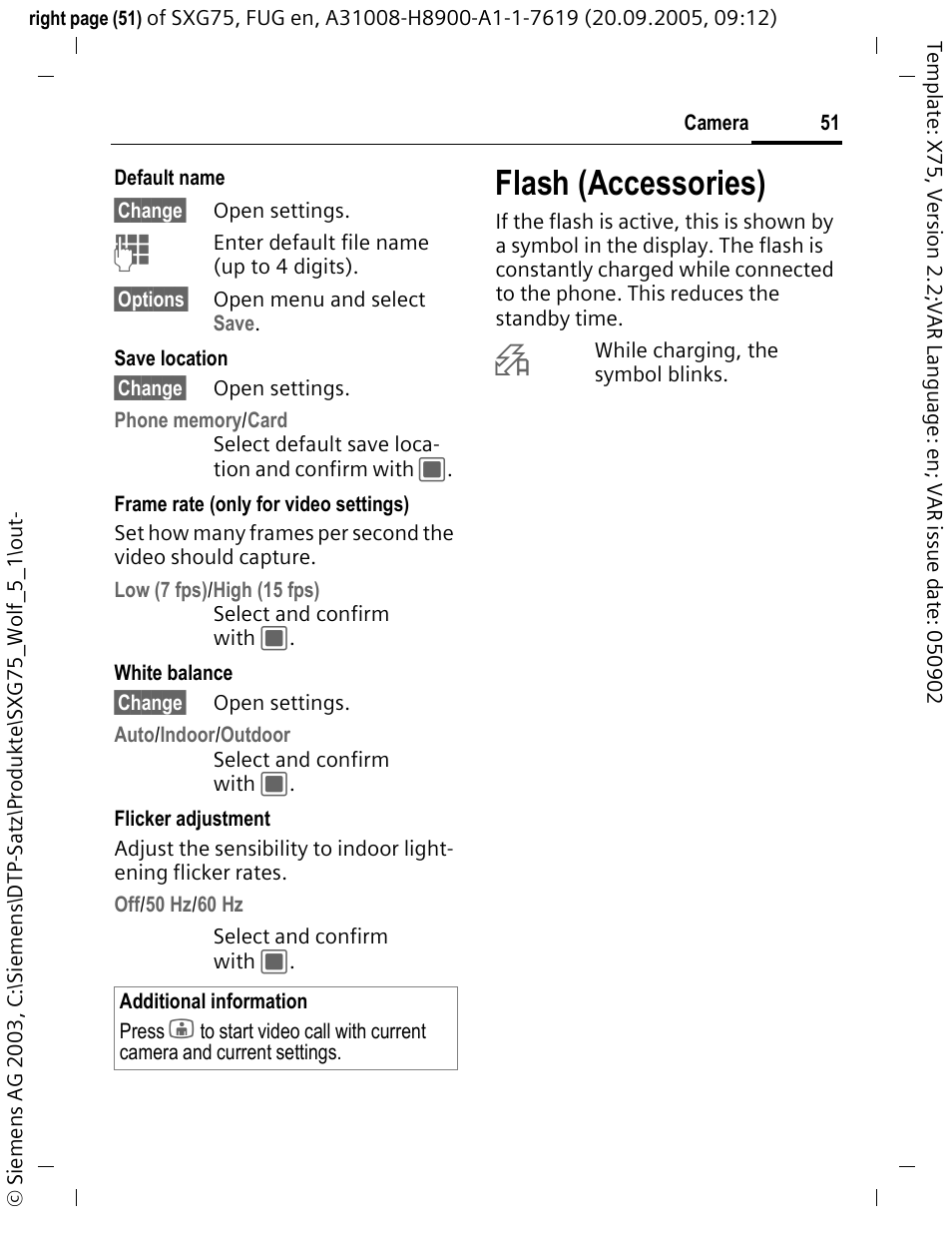 Flash (accessories) | Siemens SXG75 User Manual | Page 52 / 166