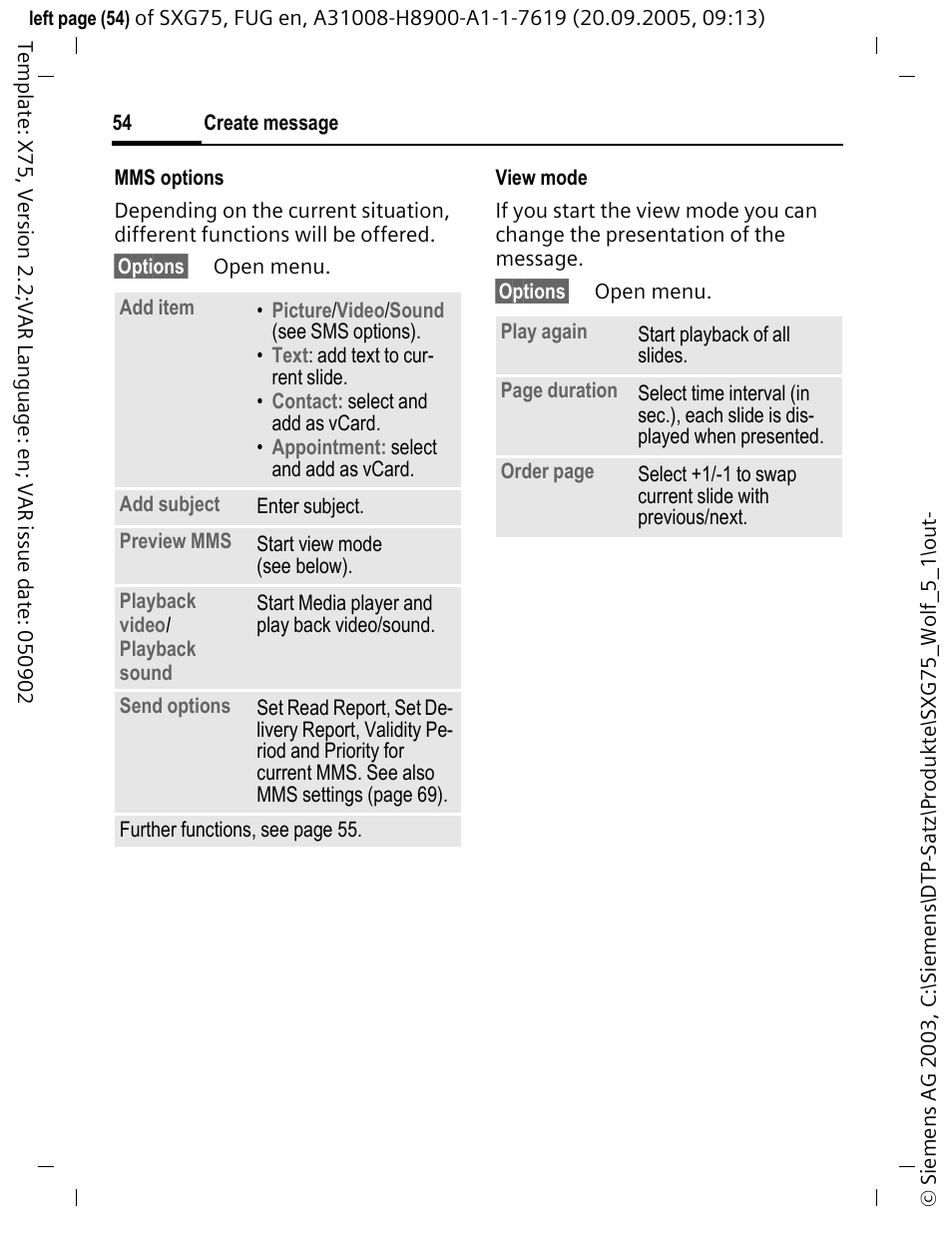 Siemens SXG75 User Manual | Page 55 / 166