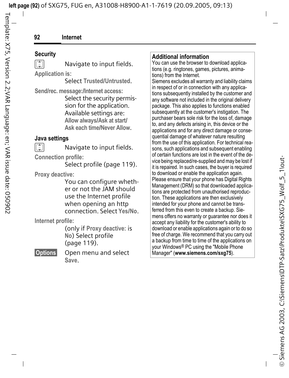 Siemens SXG75 User Manual | Page 93 / 166