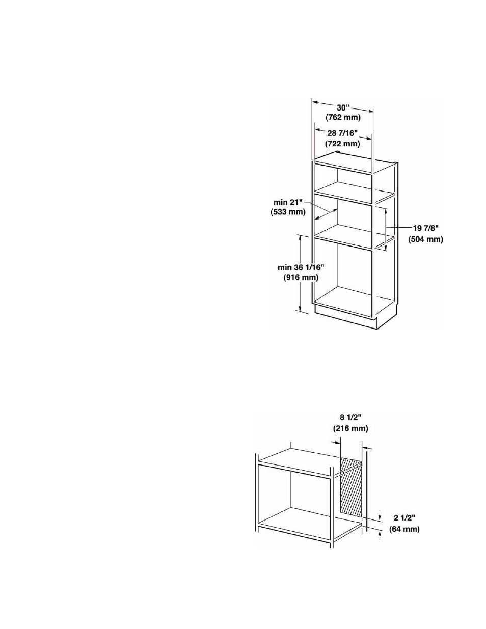 Dimensions de découpe de l'armoire, Emplacement de la prise | Siemens HF25C530 User Manual | Page 20 / 44