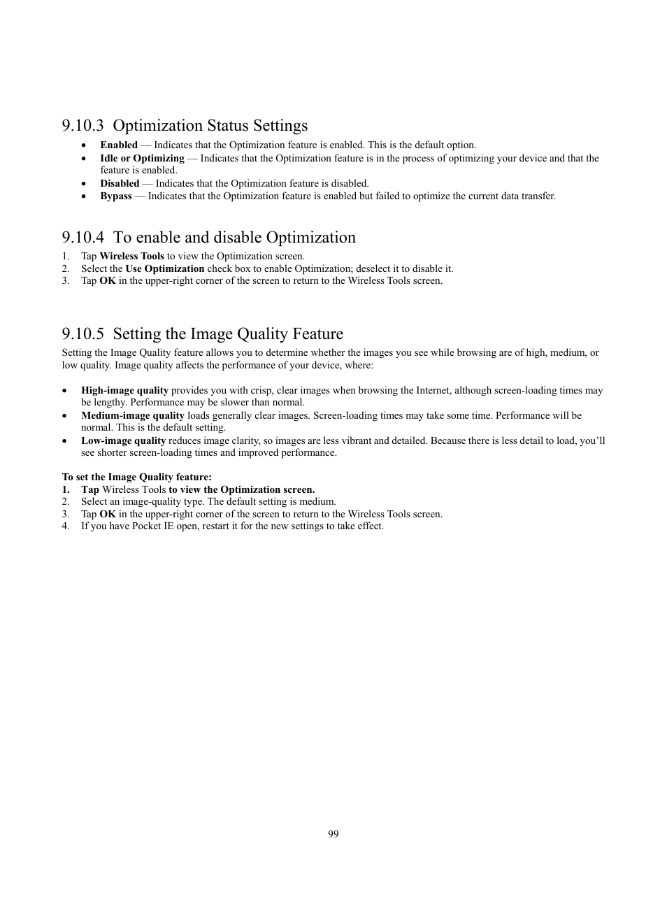 3 optimization status settings, 4 to enable and disable optimization, 5 setting the image quality feature | Siemens SX56 User Manual | Page 111 / 138