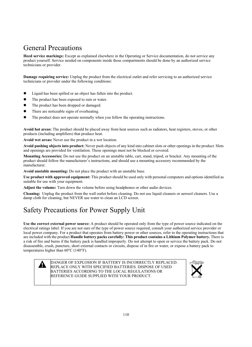 General precautions, Safety precautions for power supply unit | Siemens SX56 User Manual | Page 122 / 138