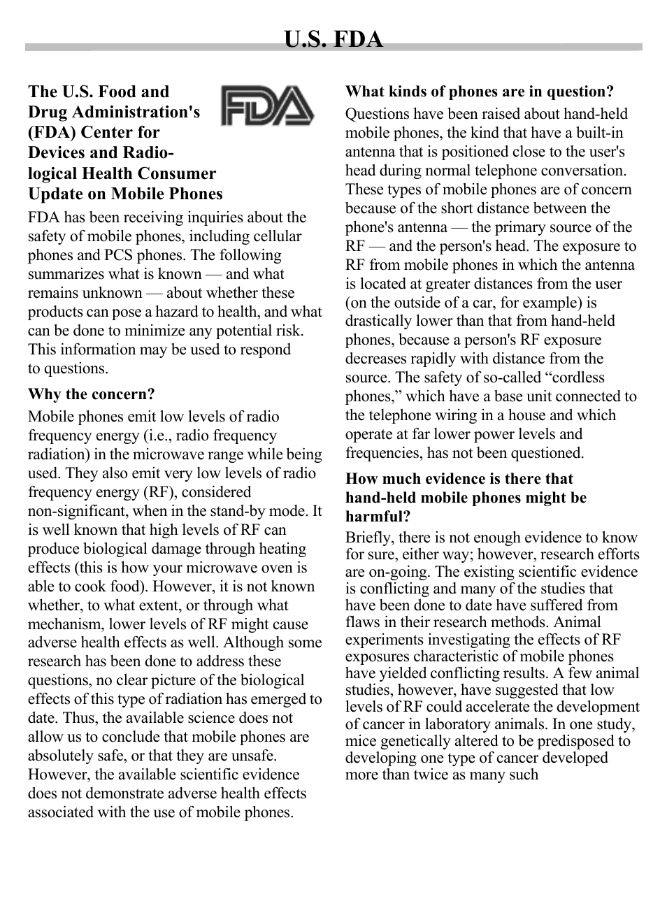 U.s. fda | Siemens SX56 User Manual | Page 129 / 138