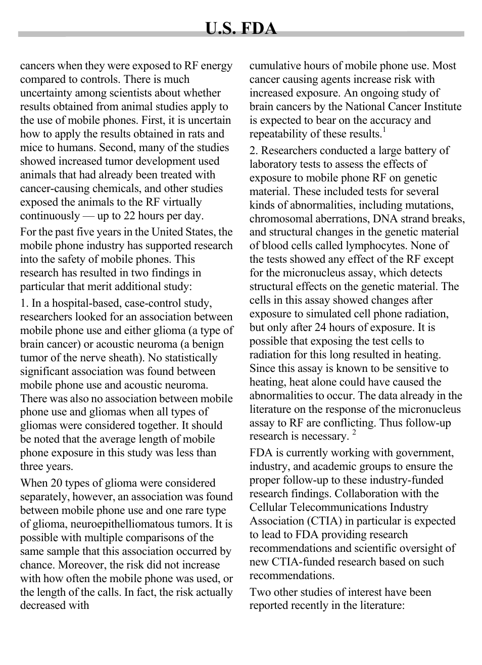 U.s. fda | Siemens SX56 User Manual | Page 130 / 138